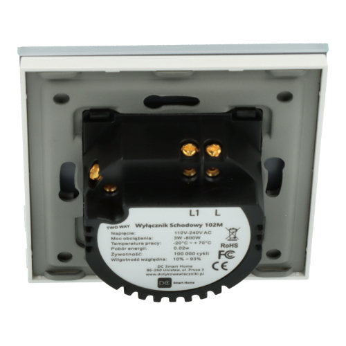 Włącznik dotykowy pojedynczy schodowy / krzyżowy Biały Bez N