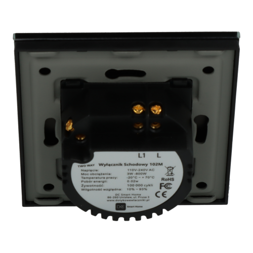 Włącznik dotykowy pojedynczy schodowy / krzyżowy Czarny Bez N