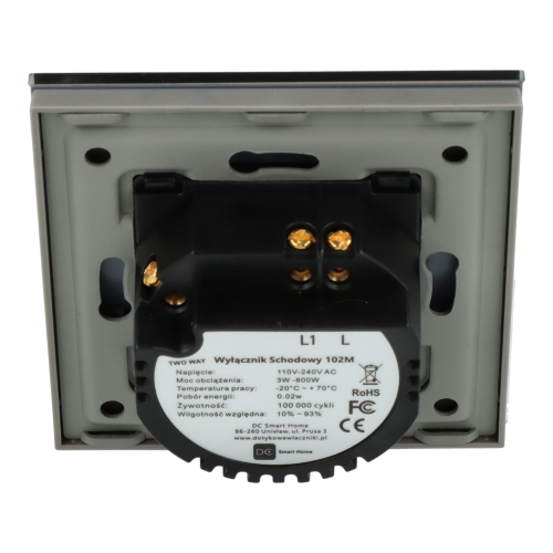 Włącznik dotykowy pojedynczy schodowy / krzyżowy Szary Bez N