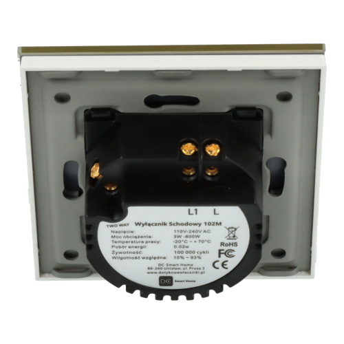 Włącznik dotykowy pojedynczy schodowy / krzyżowy Złoty Bez N