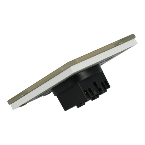 Gniazdo elektryczne z bolcem 230V pojedyncze złote z ramką szklaną