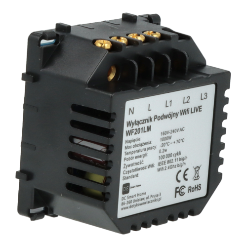 Moduł włącznika światła podwójny Wi-Fi Live Line Bez N
