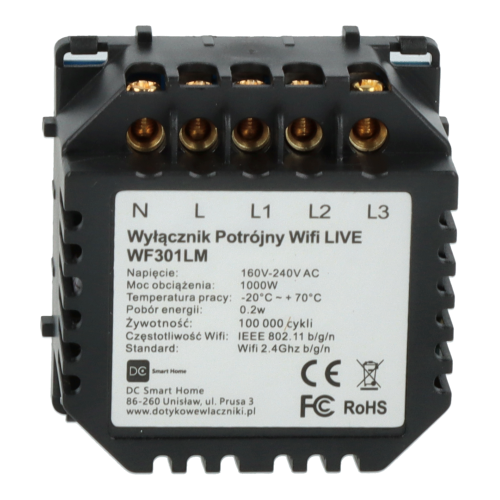 Moduł włącznika światła potrójny Wi-Fi Live Line Bez N