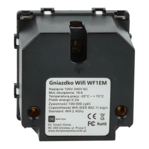 Moduł gniazda elektrycznego z bolcem 230V Wi-Fi biały