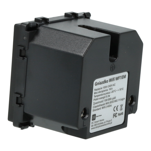Moduł gniazda elektrycznego z bolcem 230V Wi-Fi czarny