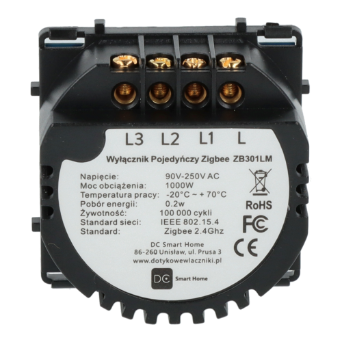 Moduł włącznika światła potrójny ZigBee 2.4GHz Bez N