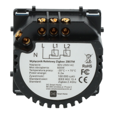 Moduł włącznika Rolet (Żaluzjowy) ZigBee 2.4GHz z N