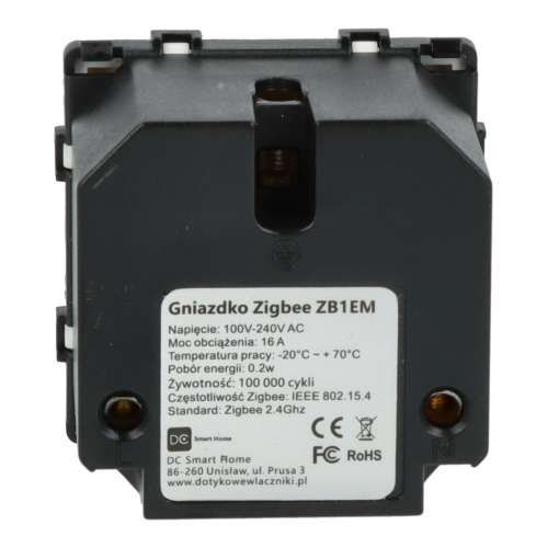 Moduł gniazda elektrycznego z bolcem 230V ZigBee 2.4GHz biały