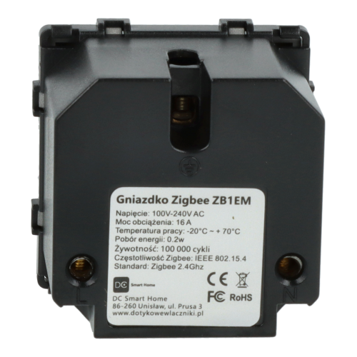 Moduł gniazda elektrycznego z bolcem 230V ZigBee 2.4GHz szary