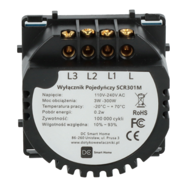 Moduł włącznika światła potrójny Bez N