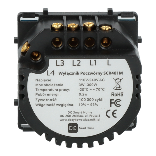 Moduł włącznika światła poczwórny Bez N