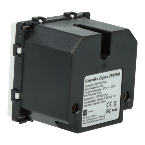 Moduł gniazda elektrycznego z bolcem 230V z pomiarem energii ZigBee 2.4GHz biały