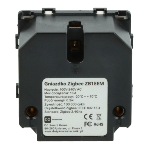 Moduł gniazda elektrycznego z bolcem 230V z pomiarem energii ZigBee 2.4GHz biały