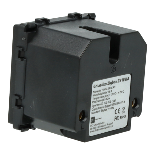 Moduł gniazda elektrycznego z bolcem 230V z pomiarem energii ZigBee 2.4GHz czarny