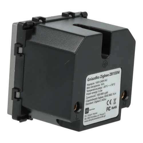 Moduł gniazda elektrycznego z bolcem 230V z pomiarem energii ZigBee 2.4GHz szary