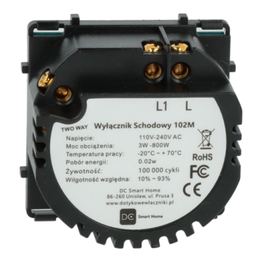 Moduł włącznika światła pojedynczy schodowy / krzyżowy Bez N