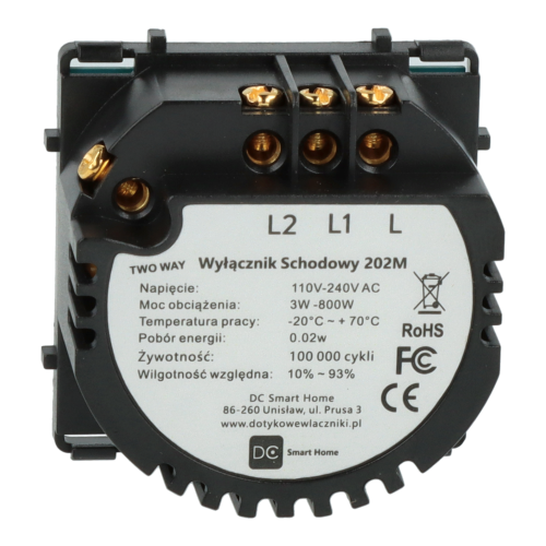 Moduł włącznika światła podwójny schodowy / krzyżowy Bez N