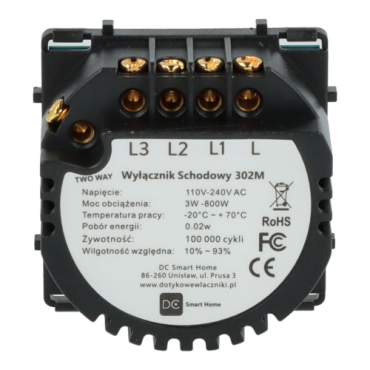 Moduł włącznika światła potrójny schodowy / krzyżowy Bez N