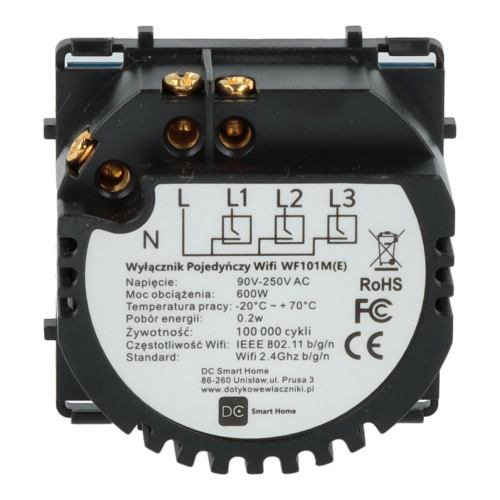 Moduł włącznika światła pojedynczy Wi-Fi + BL z N