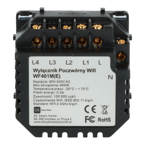 Moduł włącznika światła poczwórny Wi-Fi + BL z N