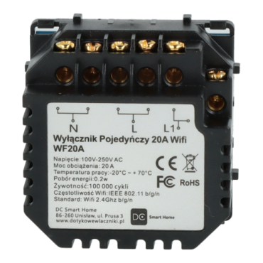 Moduł włącznika dotykowego 20A Wi-Fi z N
