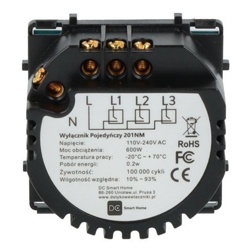 Moduł włącznika światła podwójny z N
