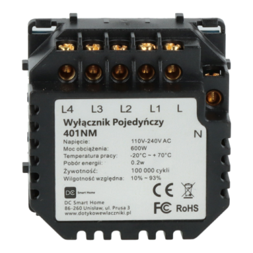 Moduł włącznika światła poczwórny z N