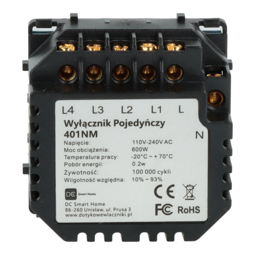 Moduł włącznika światła poczwórny z N