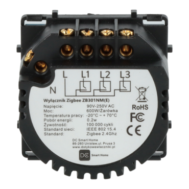 Moduł włącznika światła potrójny ZigBee 2.4GHz z N