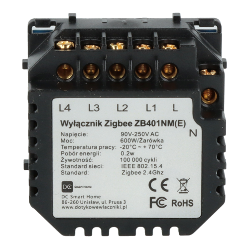 Moduł włącznika światła poczwórny ZigBee 2.4GHz z N