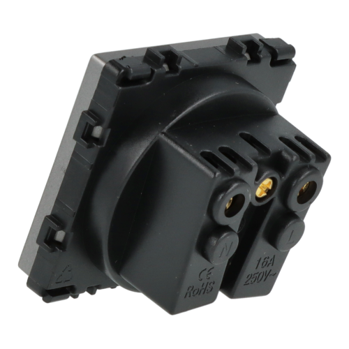 Moduł gniazda elektrycznego z bolcem 230Vpojedynczy szary