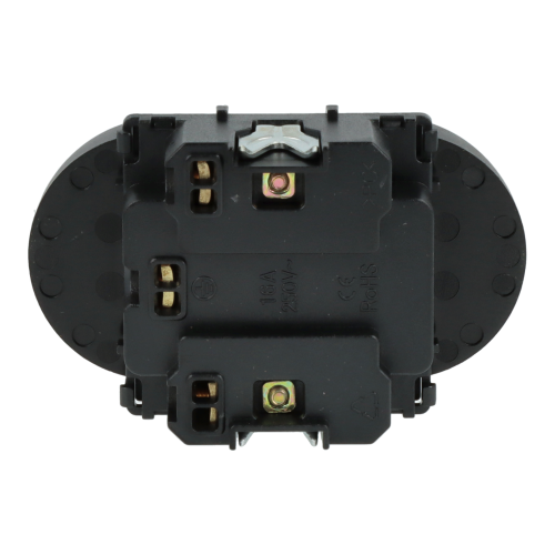 Moduł gniazda elektrycznego z bolcem 230V podwójny czarny