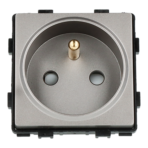 Moduł gniazda elektrycznego z bolcem 230Vpojedynczy szary