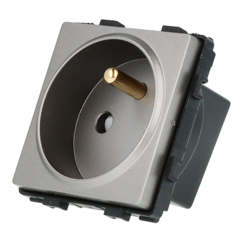 Moduł gniazda elektrycznego z bolcem 230Vpojedynczy szary