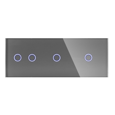 Panel Szklany Potrójny Na 3 Puszki 2G1G1G Szary DC Smart Home