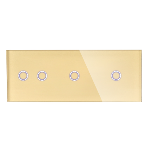 Panel Szklany Potrójny Na 3 Puszki 2G1G1G Złoty DC Smart Home