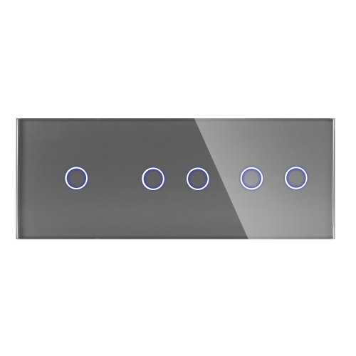 Panel Szklany Potrójny Na 3 Puszki 1G2G2G Szary DC Smart Home