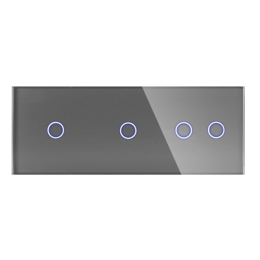 Panel Szklany Potrójny Na 3 Puszki 1G1G2G Szary DC Smart Home