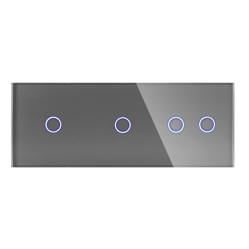 Panel Szklany Potrójny Na 3 Puszki 1G1G2G Szary DC Smart Home