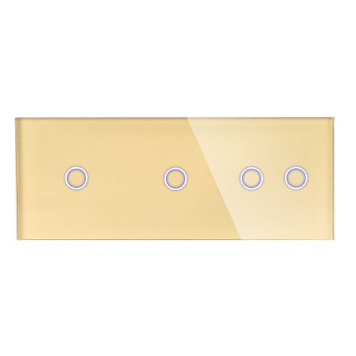 Panel Szklany Potrójny Na 3 Puszki 1G1G2G Złoty DC Smart Home