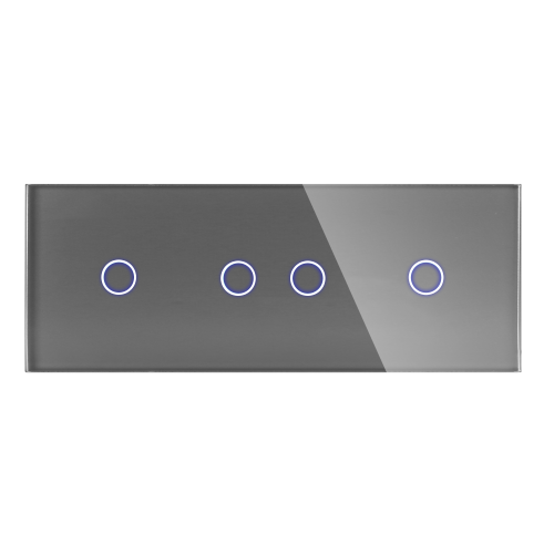 Panel Szklany Potrójny Na 3 Puszki 1G2G1G Szary DC Smart Home