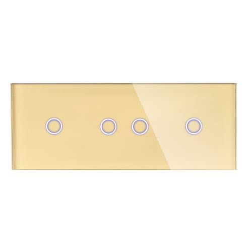 Panel Szklany Potrójny Na 3 Puszki 1G2G1G Złoty DC Smart Home