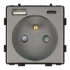 Moduł gniazda elektrycznego z ładowarką USB A+C 230V pojedynczy szare