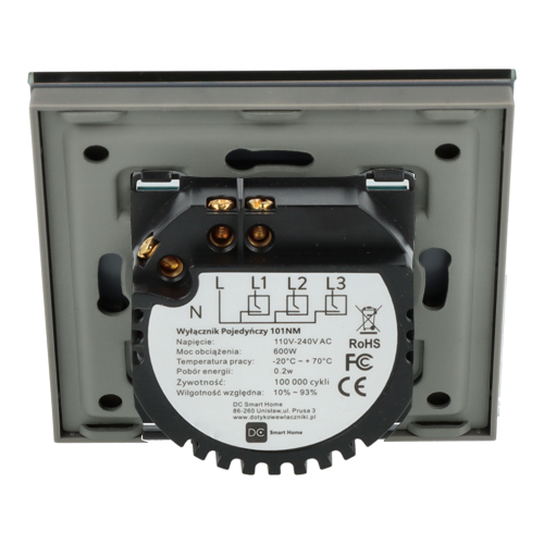 Włącznik dotykowy pojedynczy Szary z N