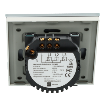 Włącznik dotykowy podwójny Biały z N