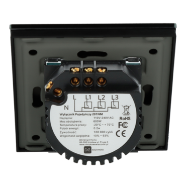 Włącznik dotykowy podwójny Czarny z N