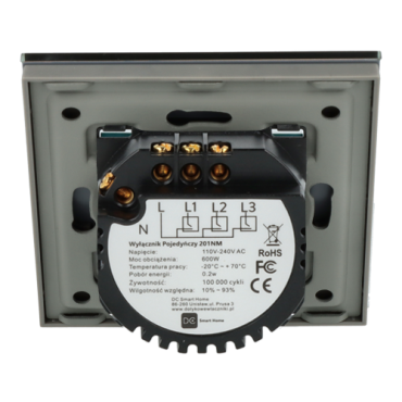 Włącznik dotykowy podwójny Szary z N