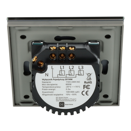 Włącznik dotykowy podwójny Szary z N