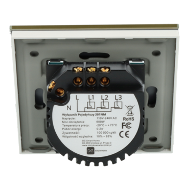 Włącznik dotykowy podwójny złoty z N