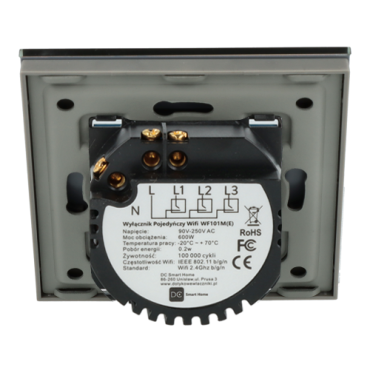 Włącznik dotykowy pojedynczy Wi-Fi + BL Szary z N